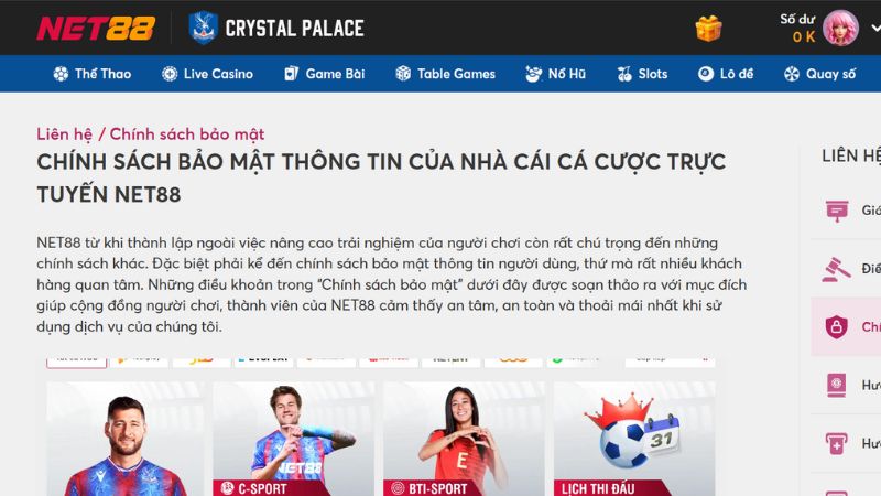 Tổng quan về các chính sách bảo mật giữa Net88 với WE88